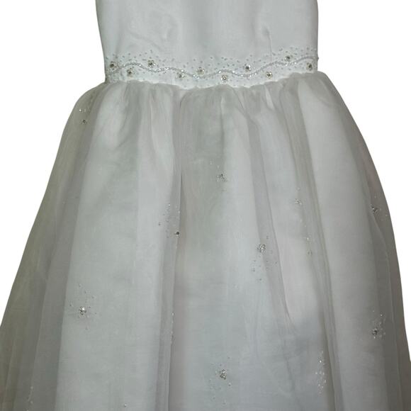 Vivian Nicole Size 6 White Tulle Bling Flower Girl First Communion Dress - Picture 3 of 10